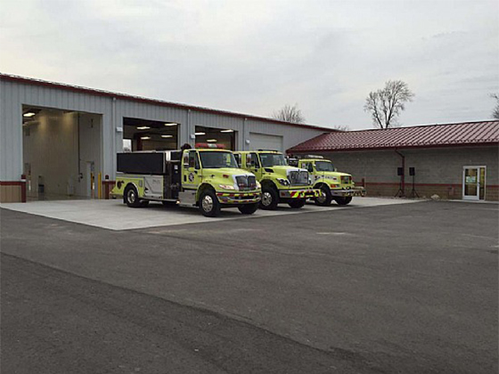 Fire Department Cars infront of Building