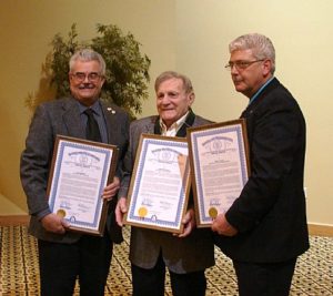 An image of Ithaca Person of the Year George Bailey, Alma Order of the Tartan Award winner John Manzullo and Spirit of St. Louis Award recipient Chuck Oatten.