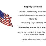 2023 flag day flyer, an image of an American flag with description of the event.