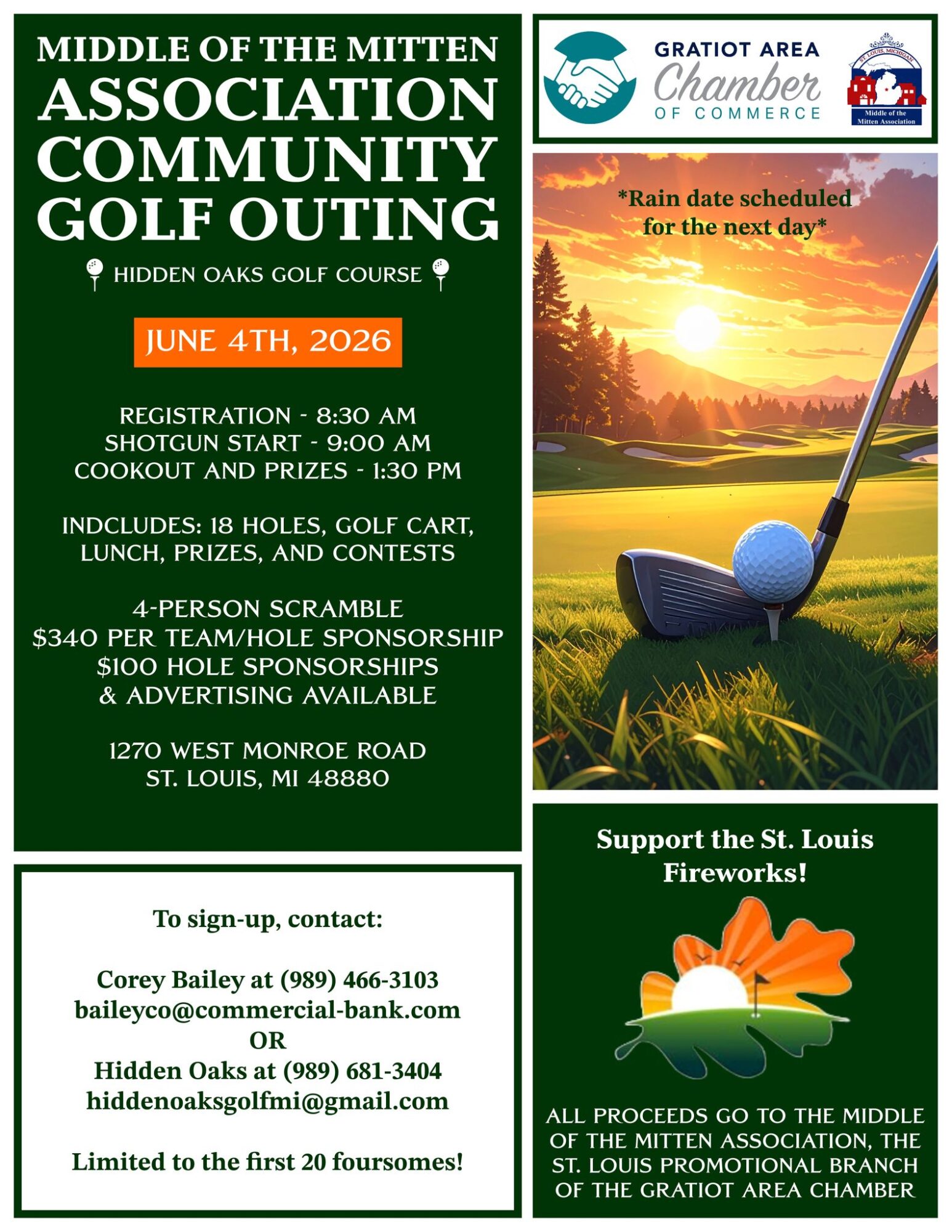 Community golf outing flyer for June 4th, 2026