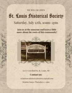 St. Louis Historical Society event flyer, July 12th.