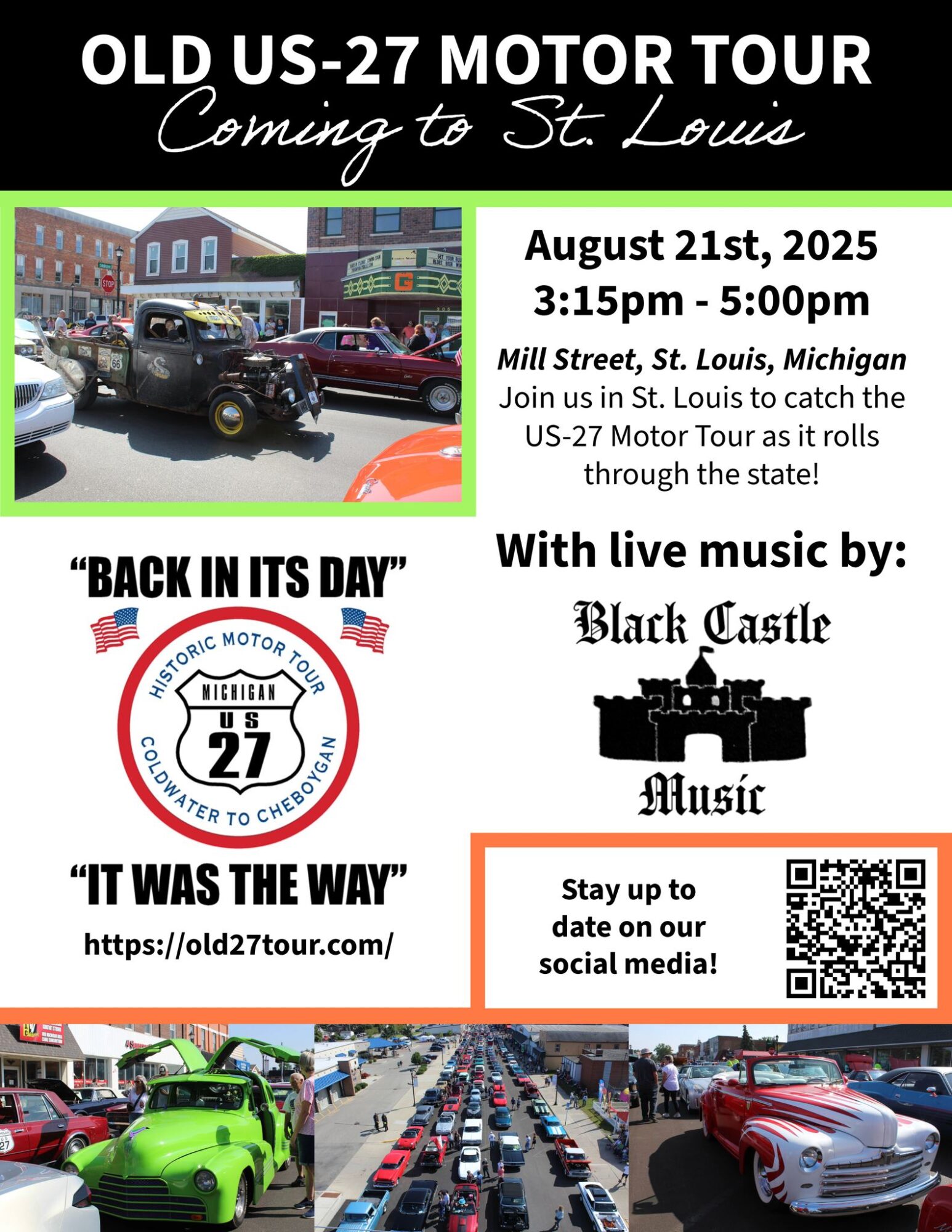 Old US-27 Motor Tour event flyer, St. Louis, Michigan.