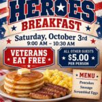 Patriotic Heroes Breakfast flyer honoring veterans with breakfast details