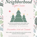 Neighborhood light cruise event flyer with festive design.