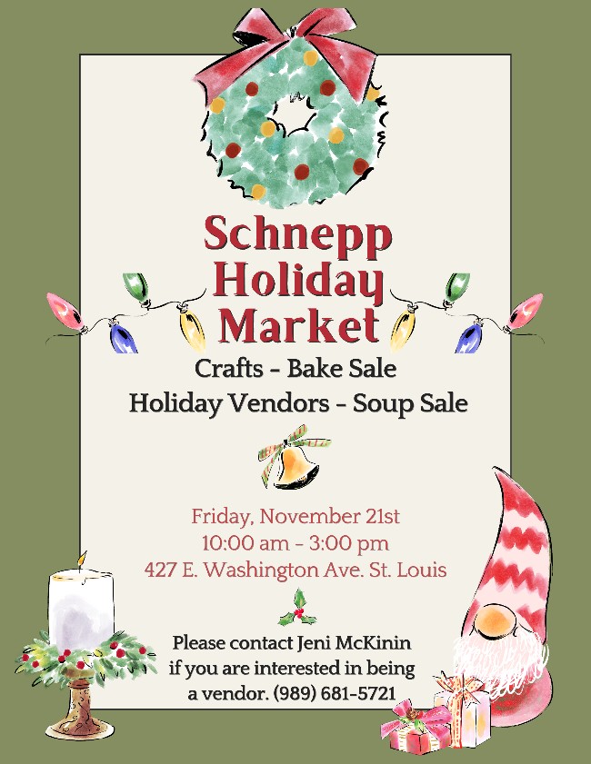 Schnepp Holiday Market with crafts and vendors.