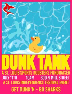 Dunk tank fundraiser poster with rubber duck