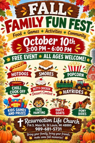 Fall Family Fun Fest flyer with activities and event details