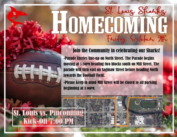 St. Louis Sharks homecoming football game and parade flyer