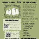 Hometown Trivia Night flyer with ghosts and event details