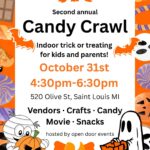 Halloween Candy Crawl flyer for October 31st family event