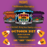 Resurrection Life Church Trunk and Treat Halloween event flyer