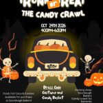 Halloween trunk-or-treat candy crawl event flyer